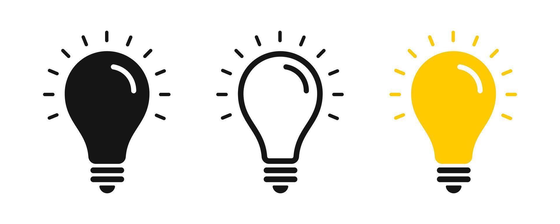 Lightbulb flat icon set. vector