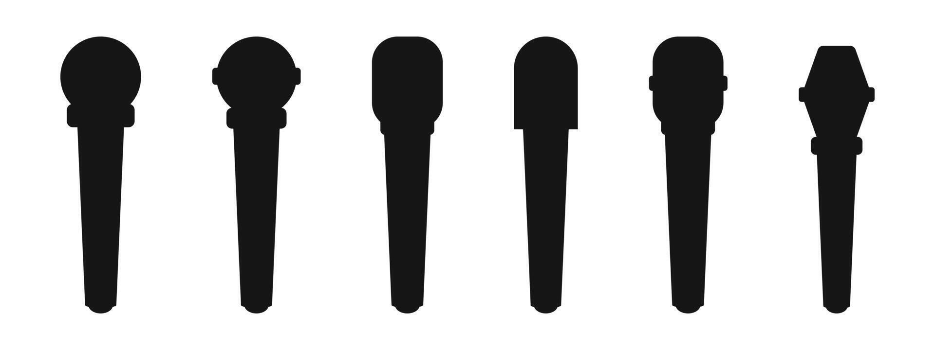 Microphone flat icon set. Mic silhouette icons. vector