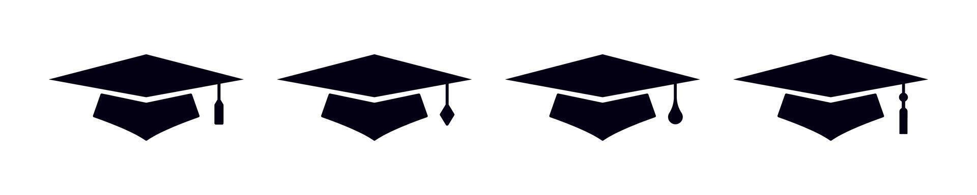 Student hat icon set. Graduation cap icons. vector