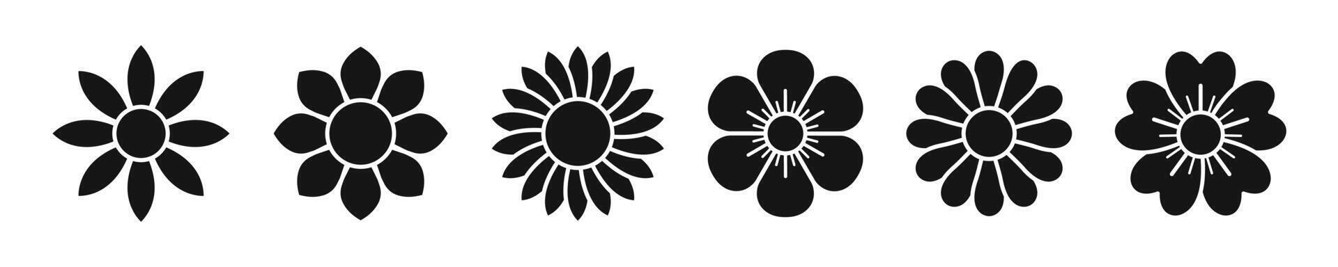 Flower silhouette set. Flowers blossom botanical symbol collection. vector