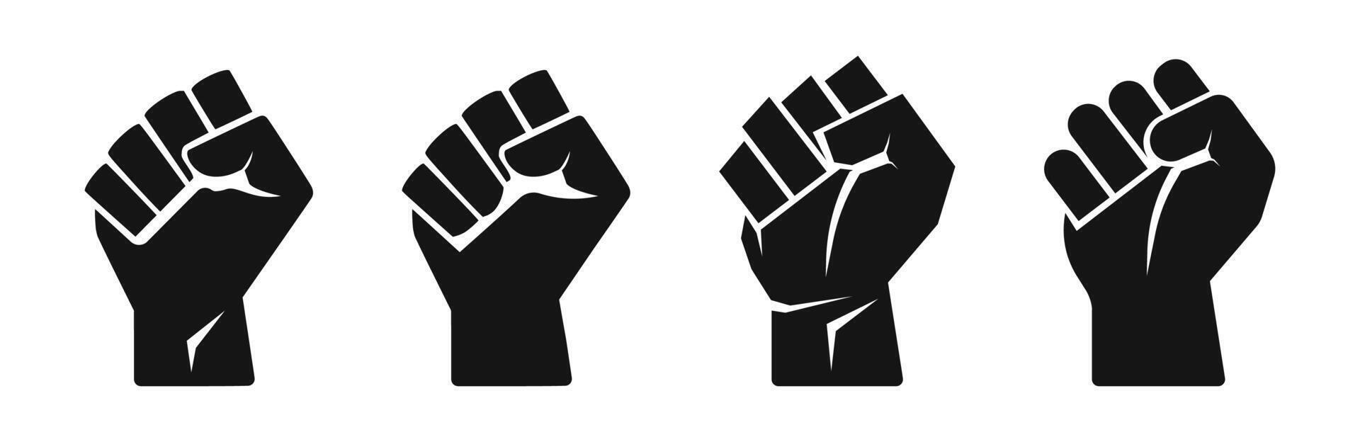 Fist silhouette icon. Fists raised icons. vector