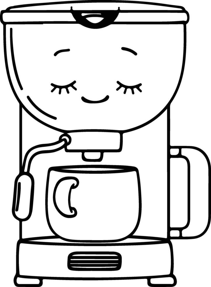 Cute Coffee Maker Cartoon. vector