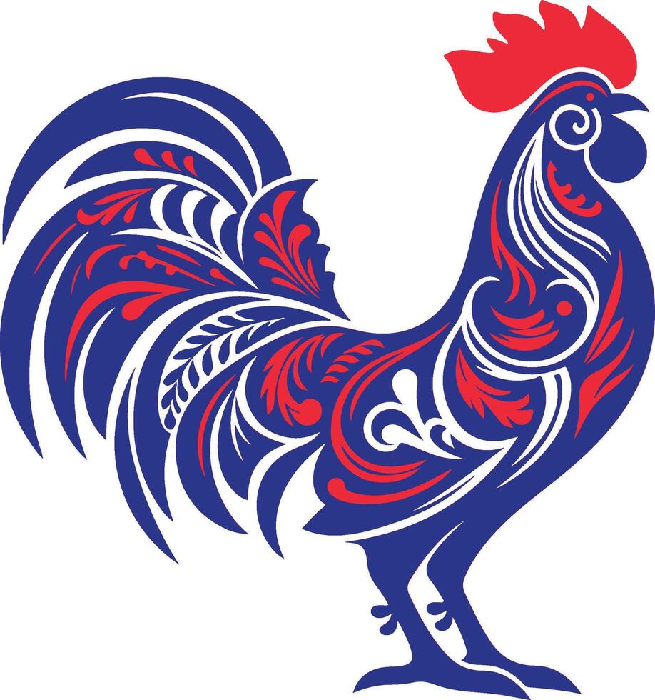 France - Rooster, modern decorative art vector