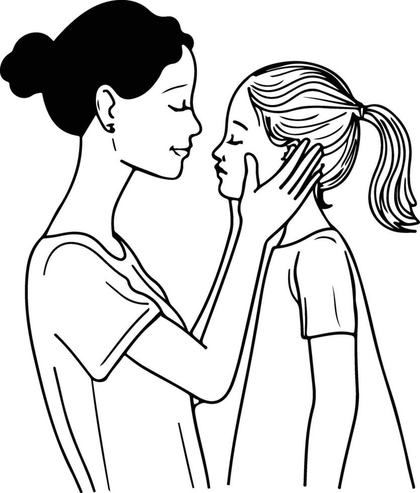 Mother and Daughter Love. vector
