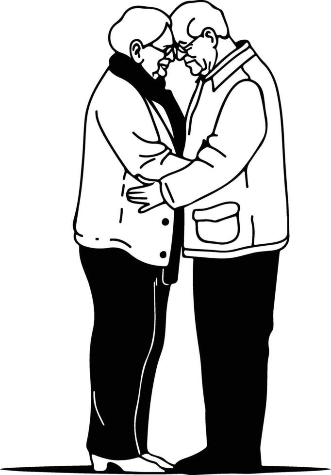Senior Couple Embracing. vector
