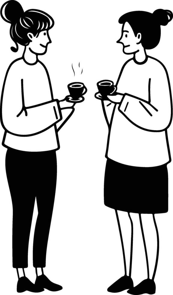Two Women Chatting Over Coffee. vector