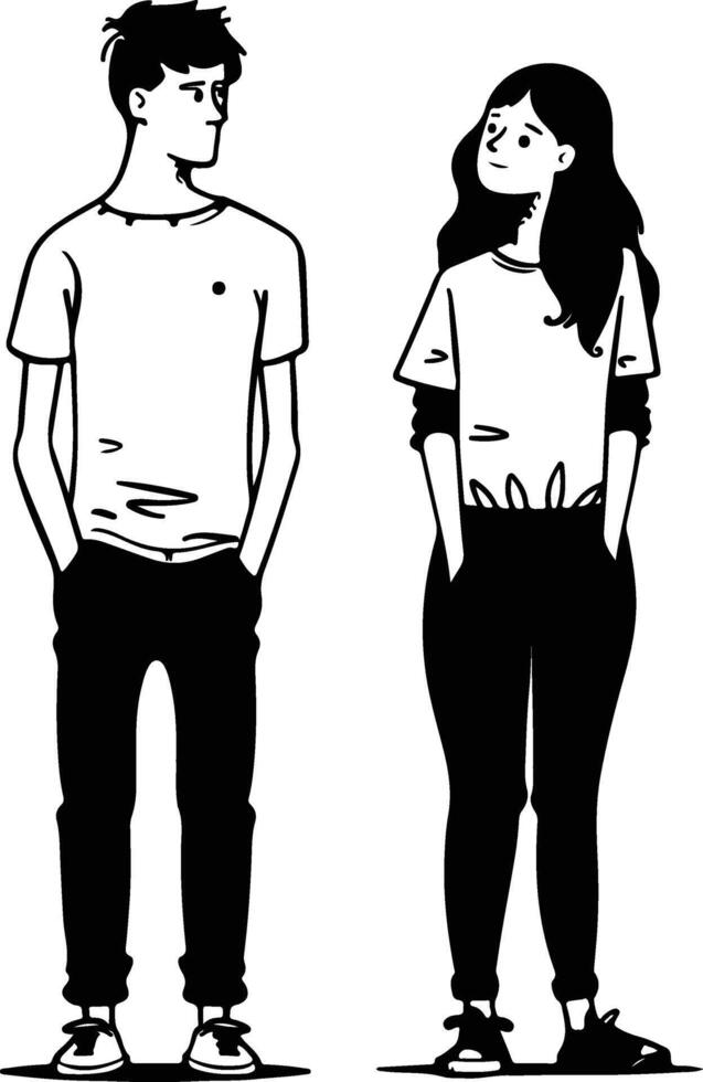 Couple standing side by side. vector