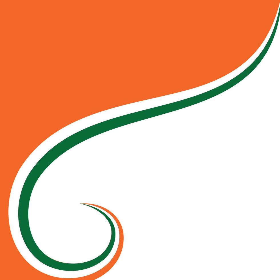 Abstract Swirl border corner design in tricolor of Indian flag of Saffron, white and green, Best for India Independence day designs, Waves design in tricolor vector