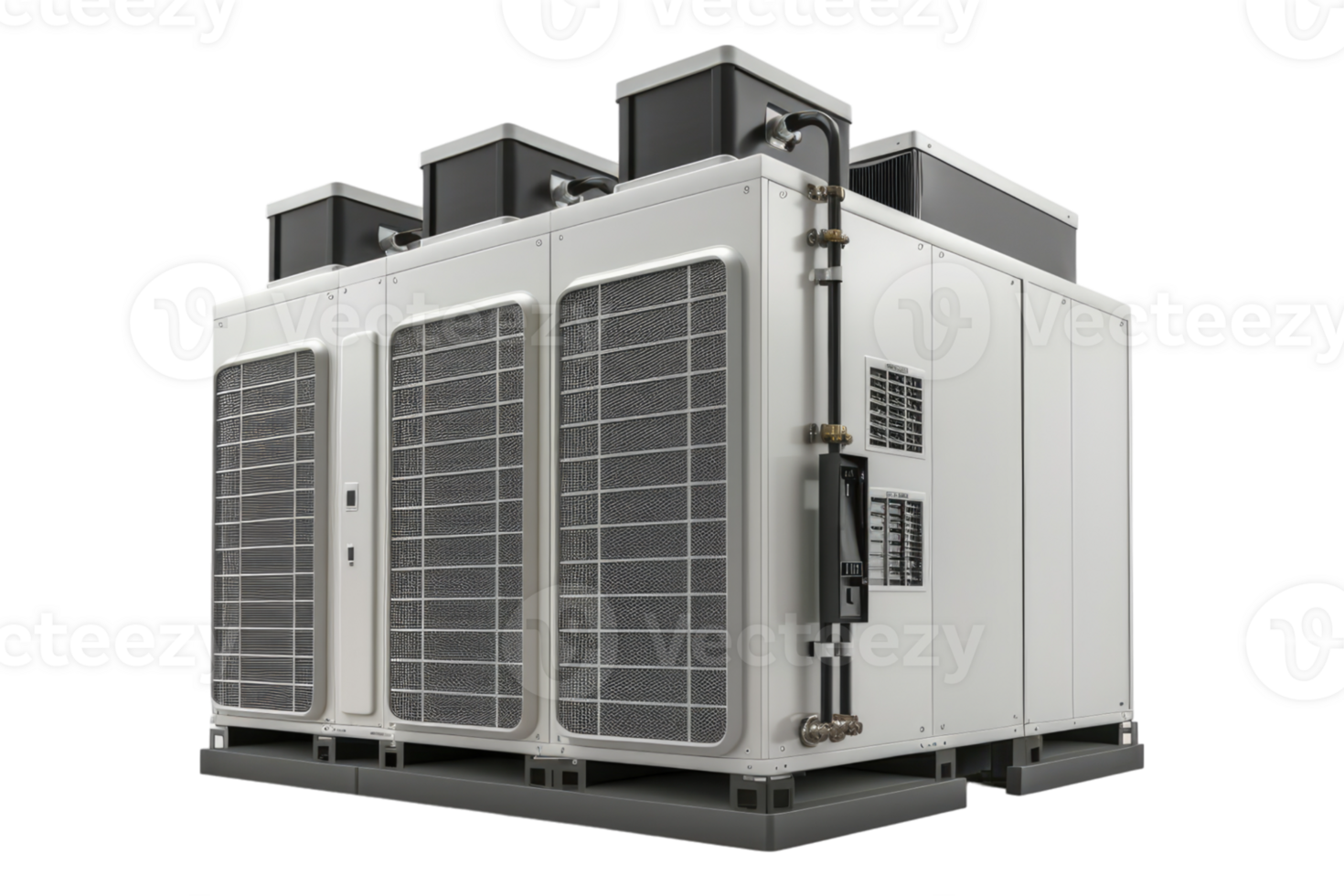 Industrial HVAC unit isolated on transparent background. png