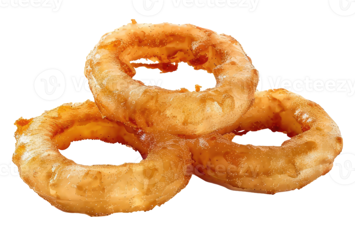 Fresh fried onion rings isolated on transparent background. png