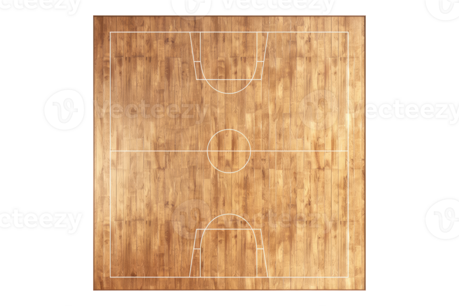 Hardwood volleyball court isolated on transparent background. png
