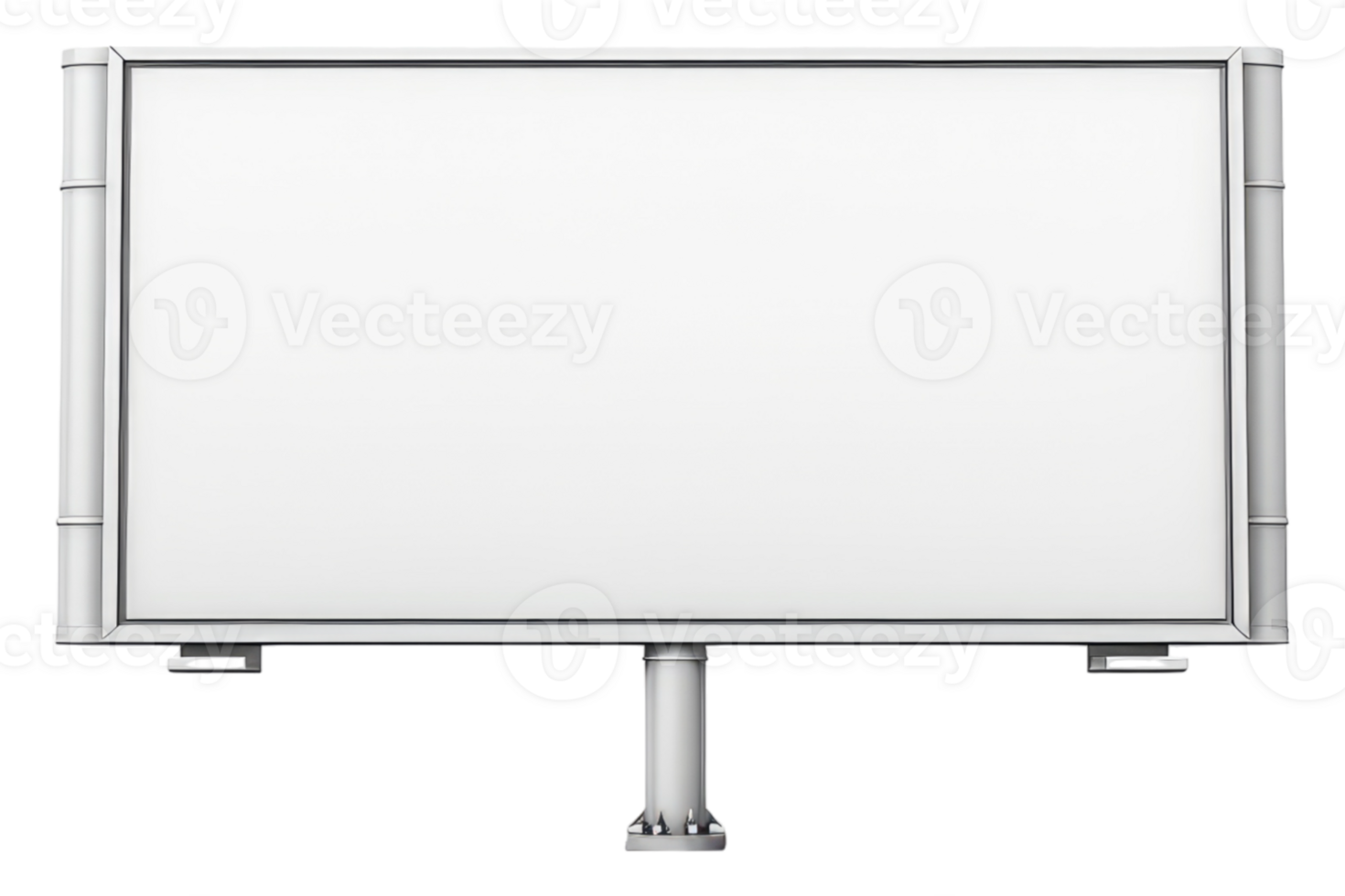 Huge white billboard isolated on transparent background. png