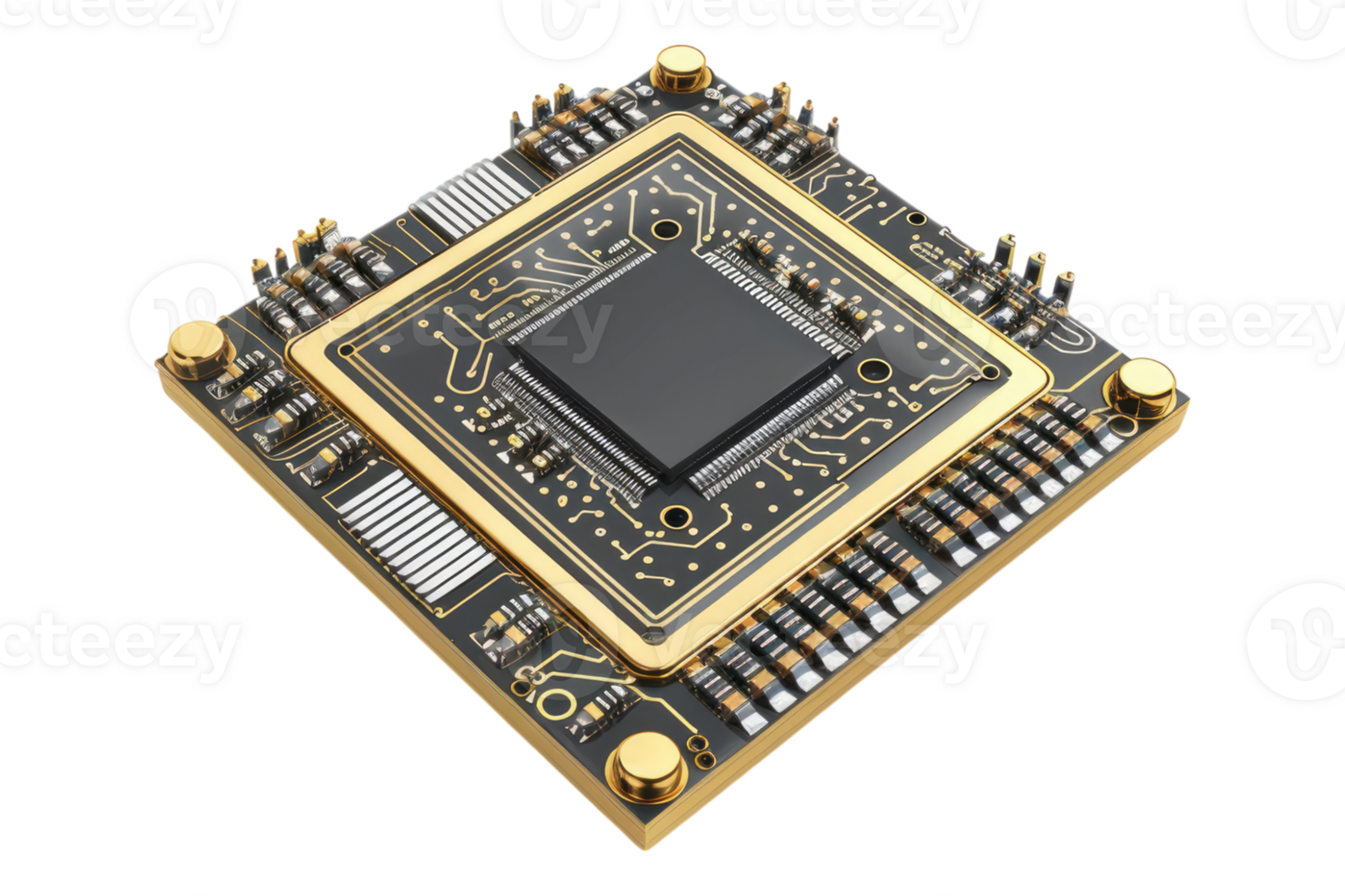 semiconductor chip isolated on transparent background. png
