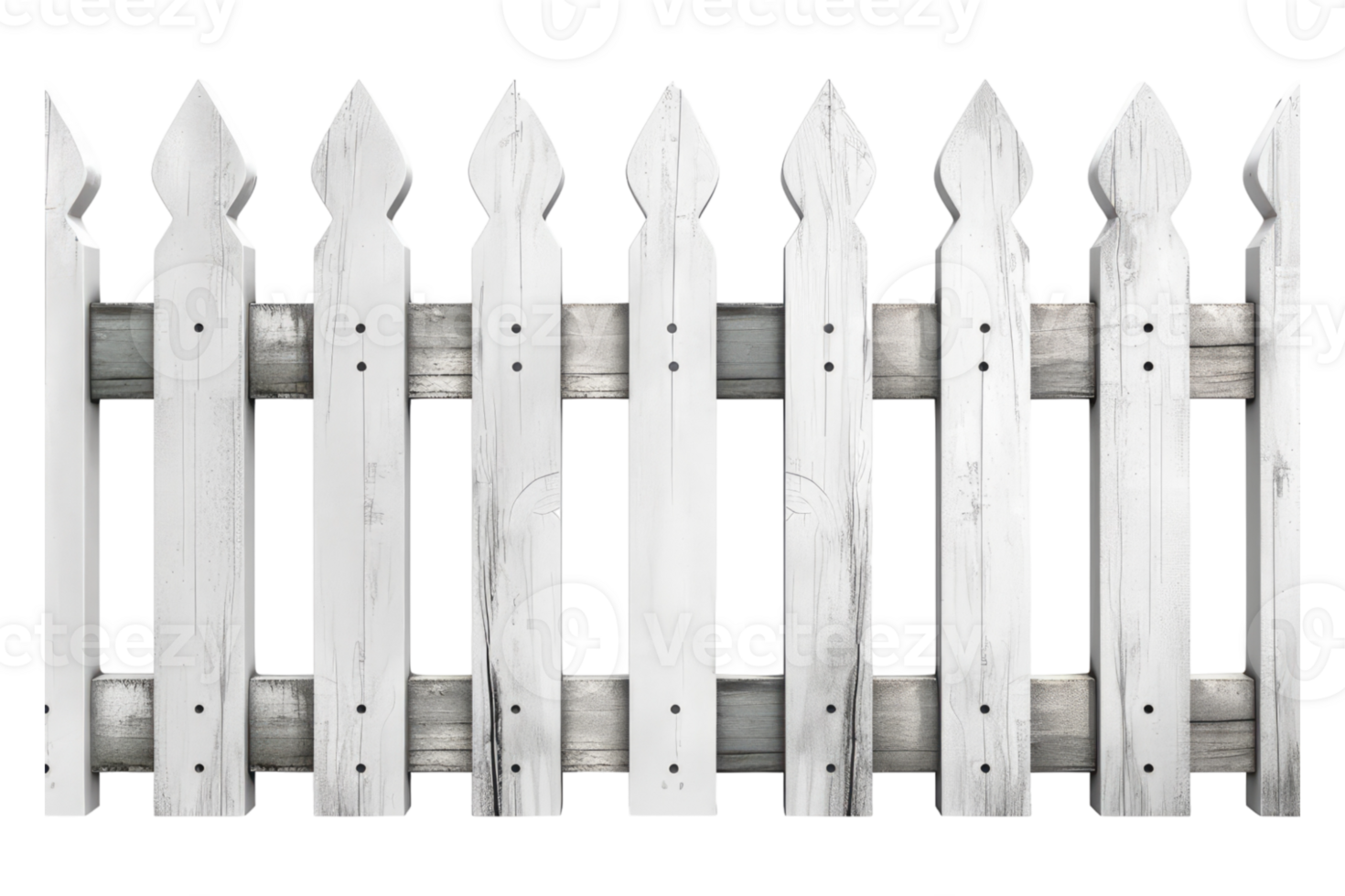 White washed wooden fence isolated on transparent background. png