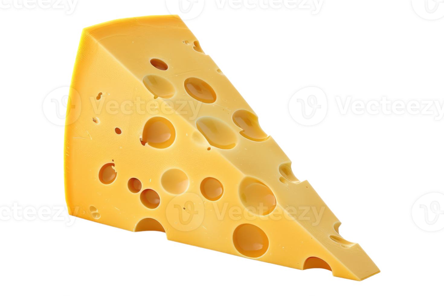 Swiss cheese slice isolated on transparent background. png