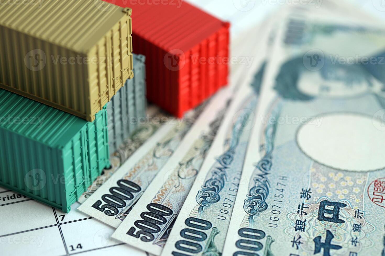 Company shipping and logistics in Japan with yen money bills photo