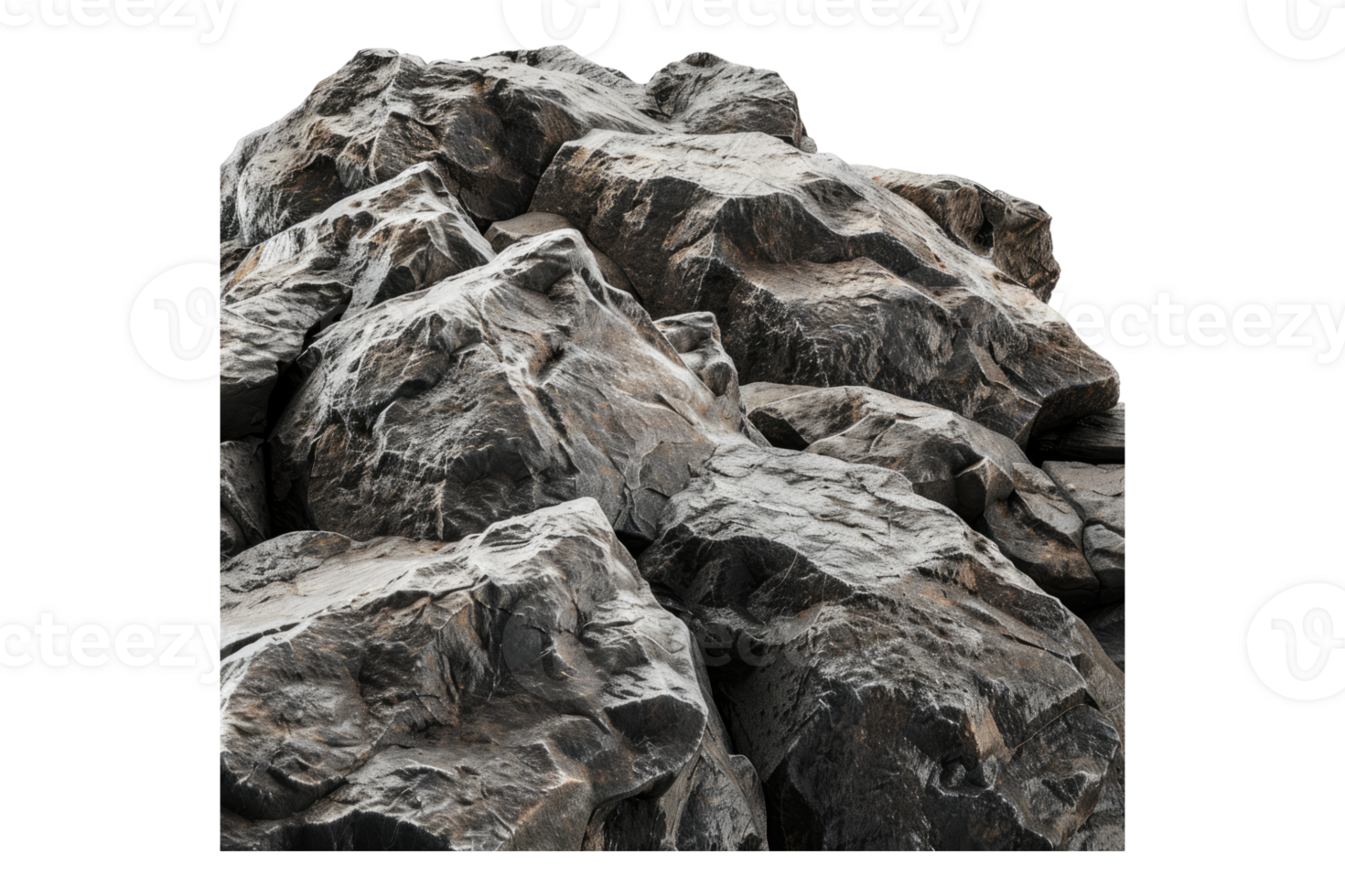 Rough rocky surface isolated on transparent background. png
