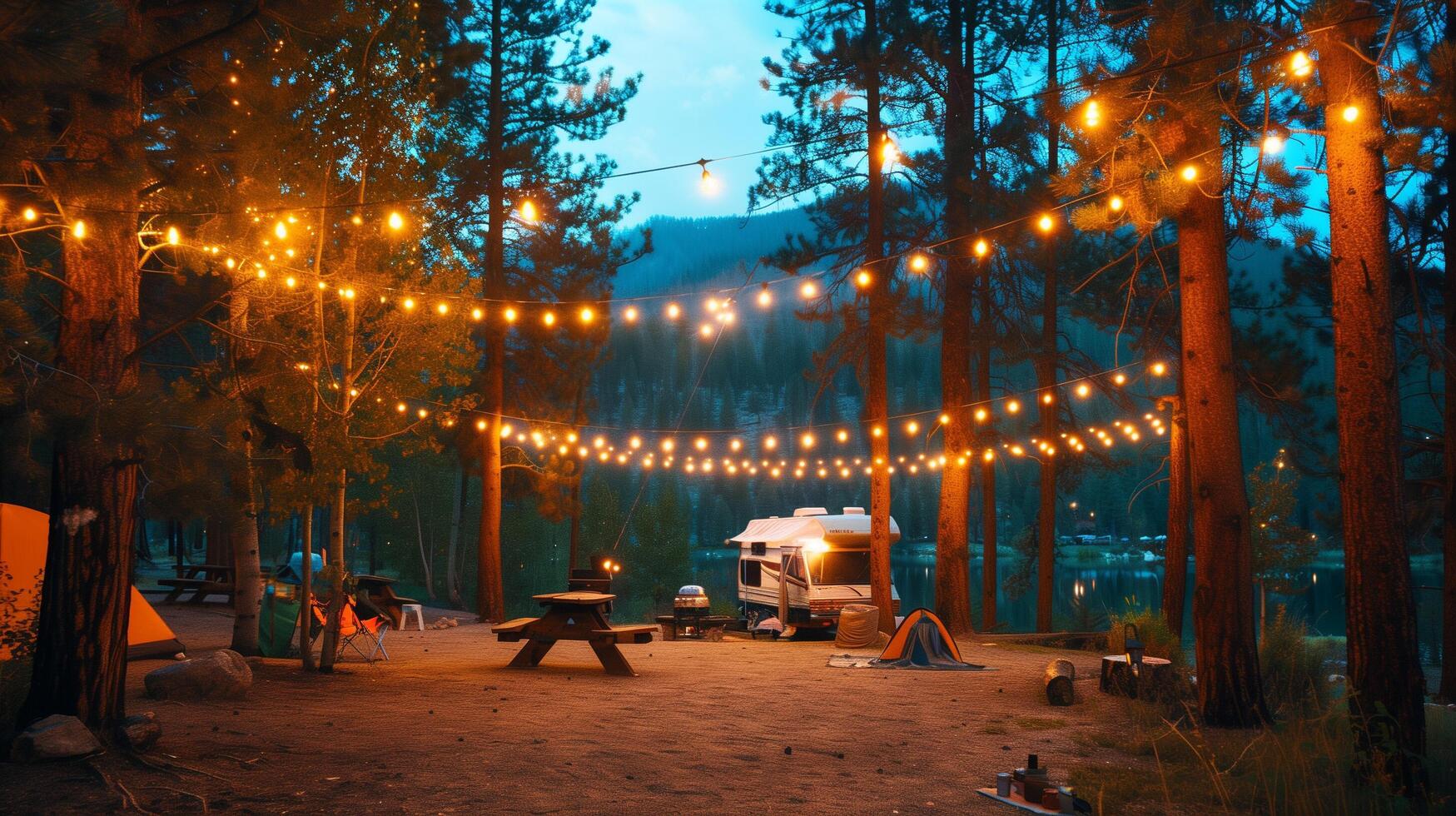night romantic campsite photo