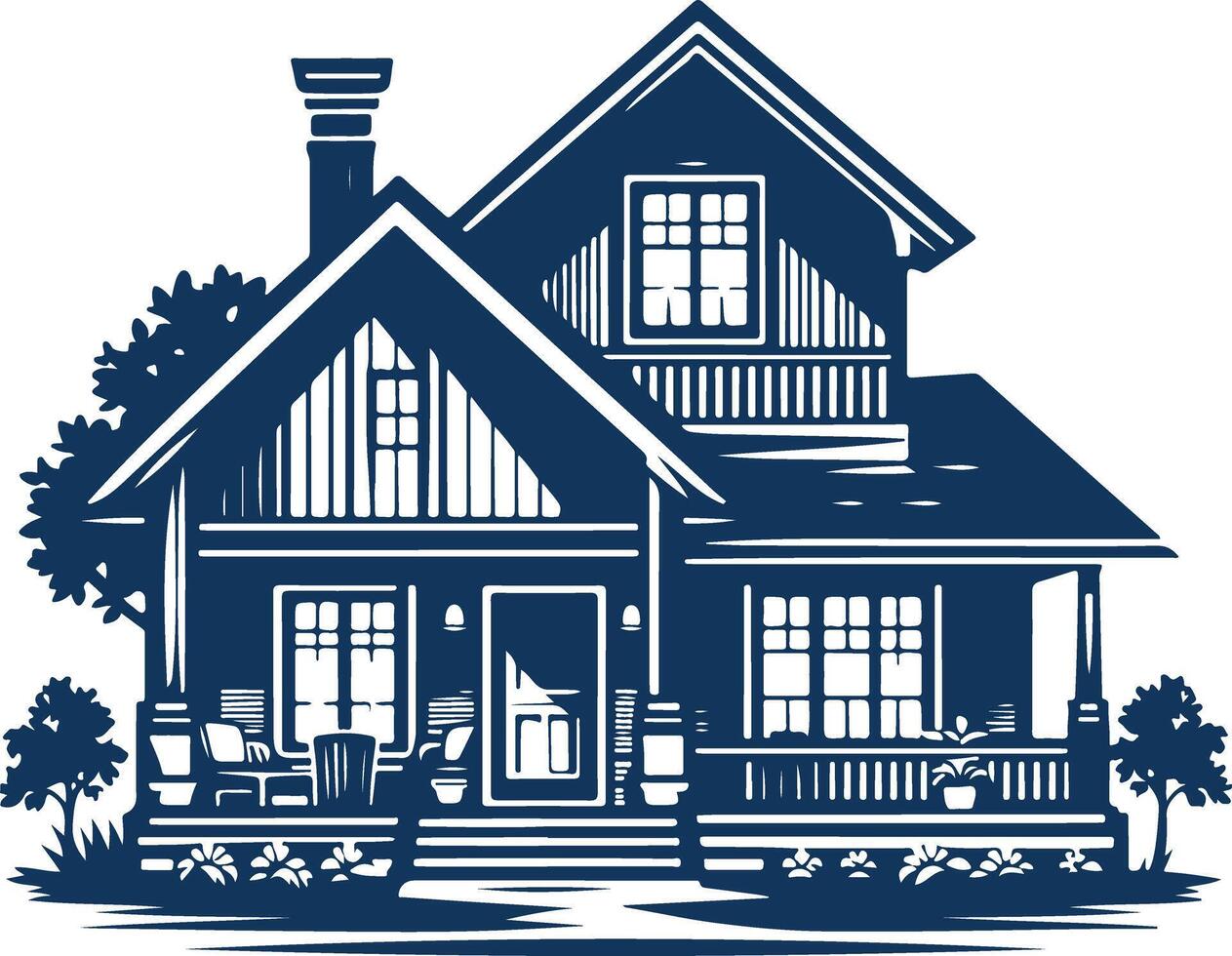 Elegant and Bold Black Silhouette of a Quaint Simple House vector