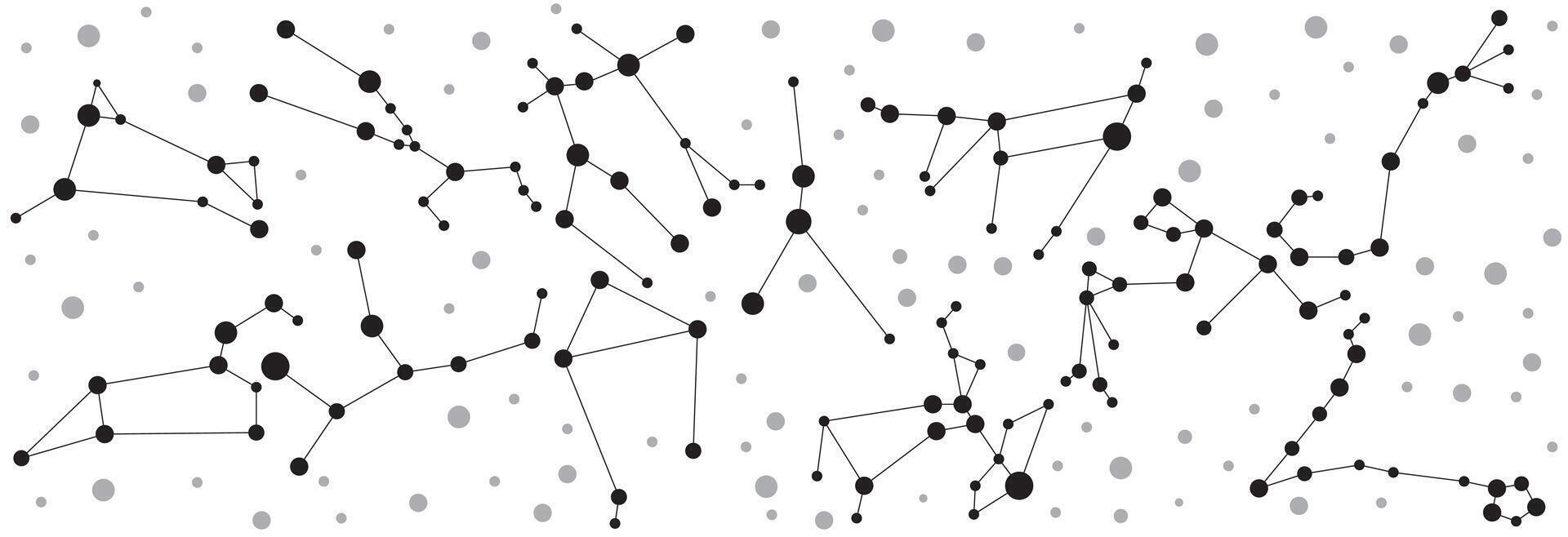 Zodiac constellations. Horoscope and astrology line symbols on white background. illustration vector