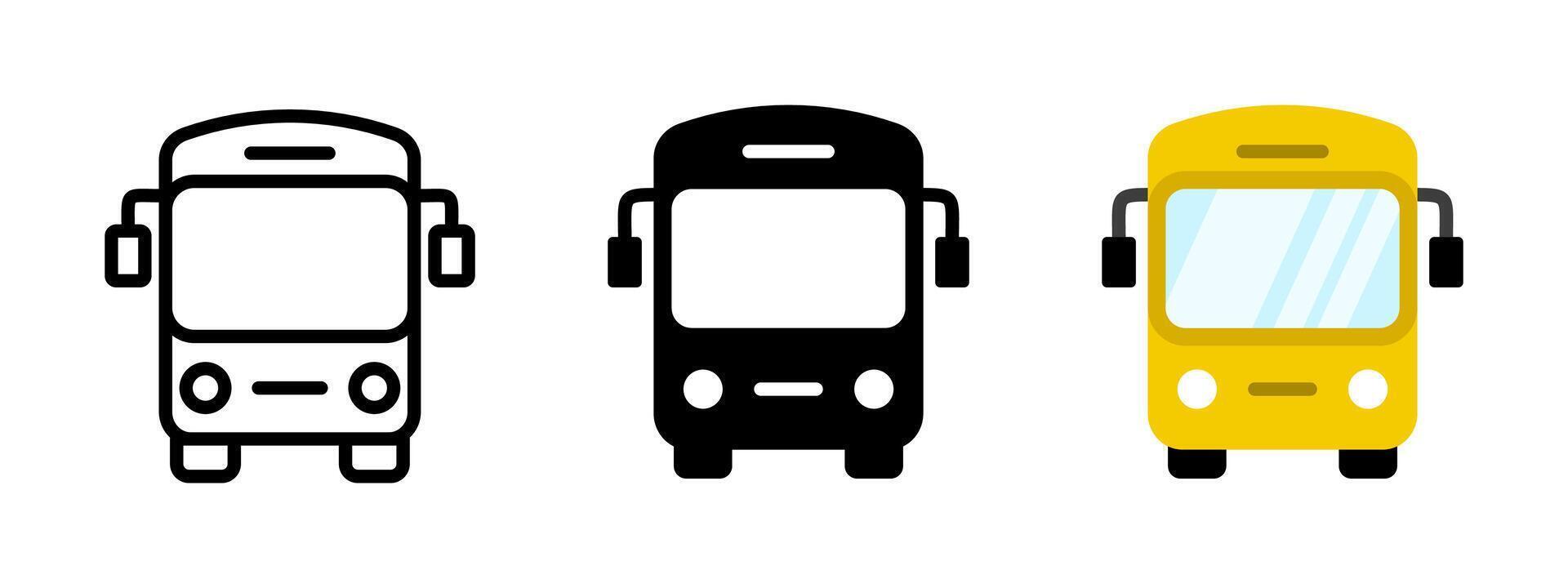 Bus icon. Yellow school bus illustration. Public transport station sign. Arrival and departure sign. vector