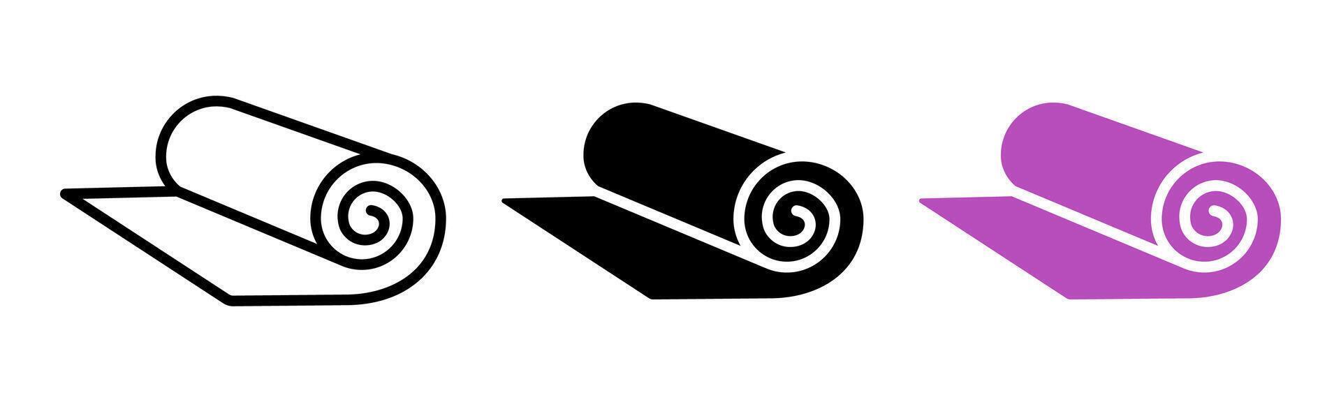 Yoga mat icon. Fitness mat illustration. Yoga mat symbol. Sport rug sign. Exercise carpet pictogram. vector