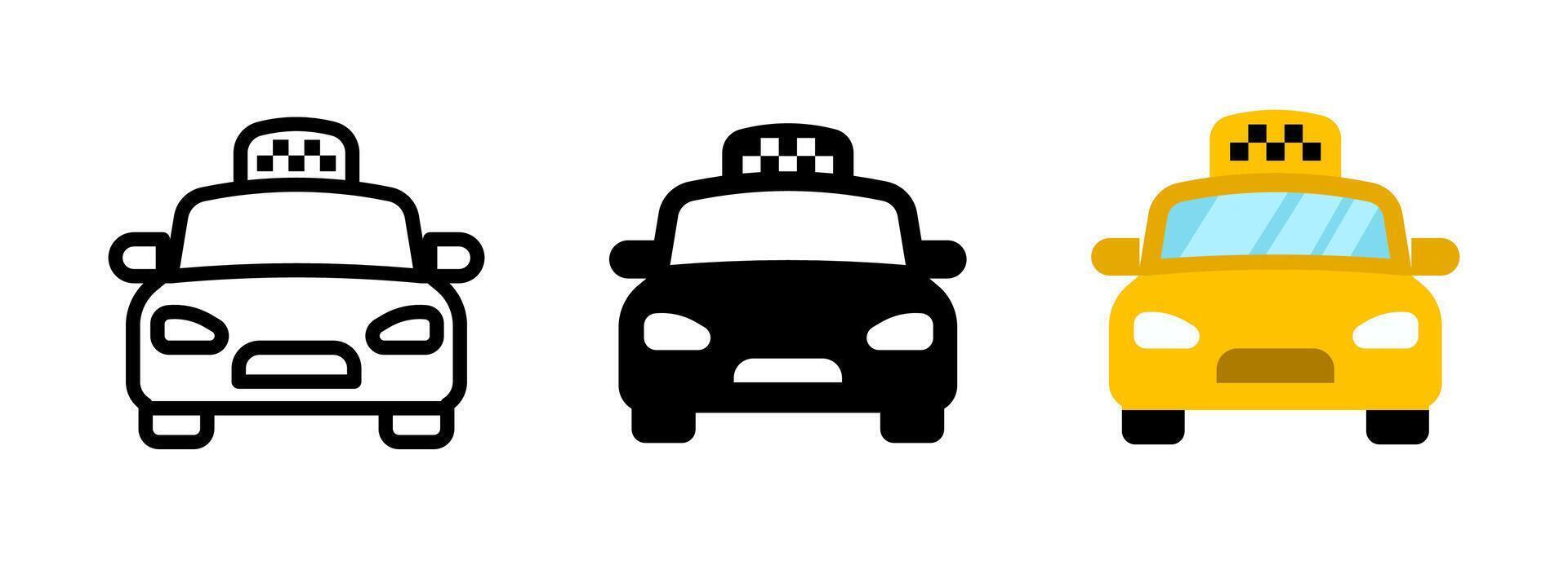 Taxi icon. Cab symbol. Yellow car illustration. Taxi driver service sign. Public transport automobile pictogram. vector