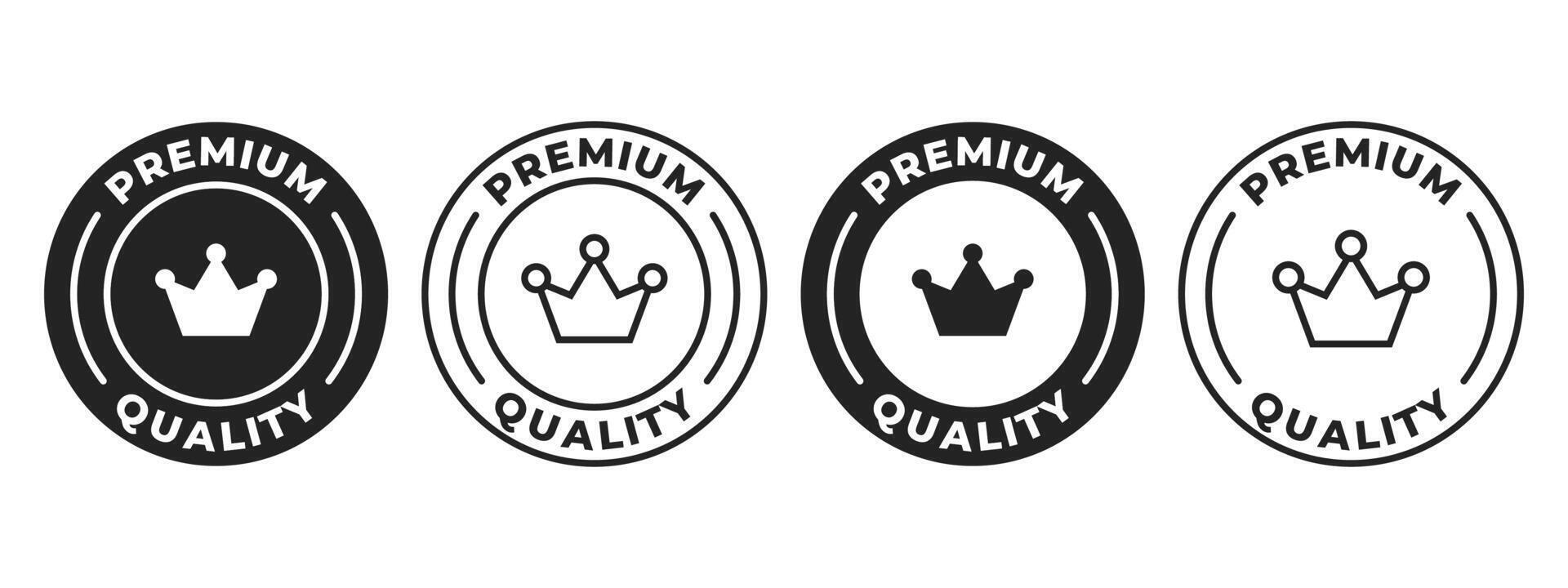 Premium quality label. Crown icon. Premium quality illustration for product packaging logo, sign, symbol or emblem. vector