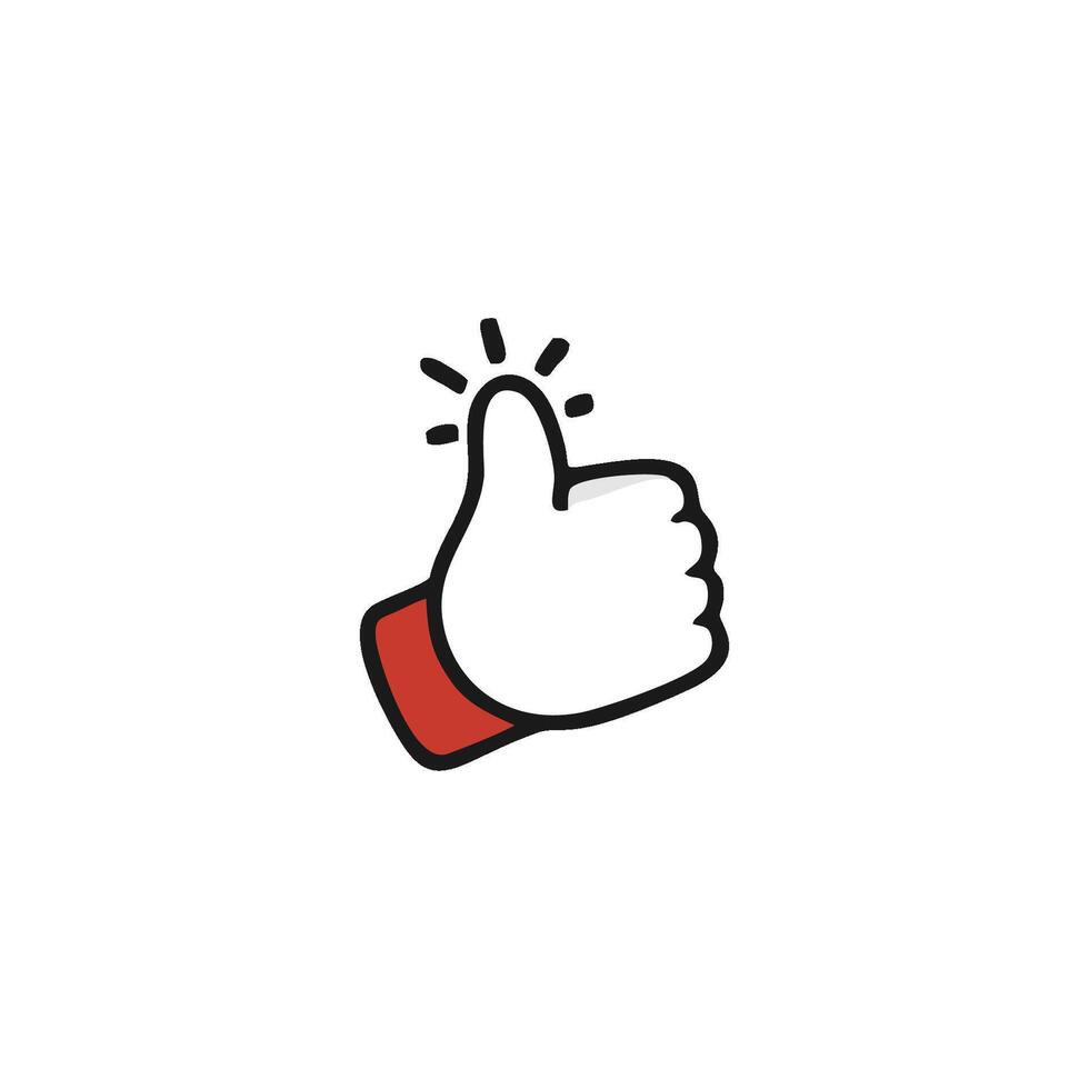 a thumbs up icon with a red hand vector