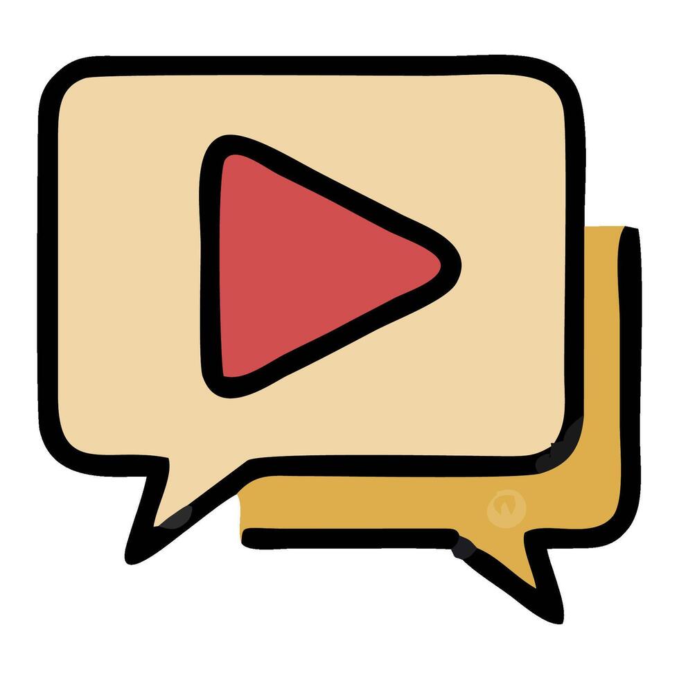 a play button in a speech bubble vector