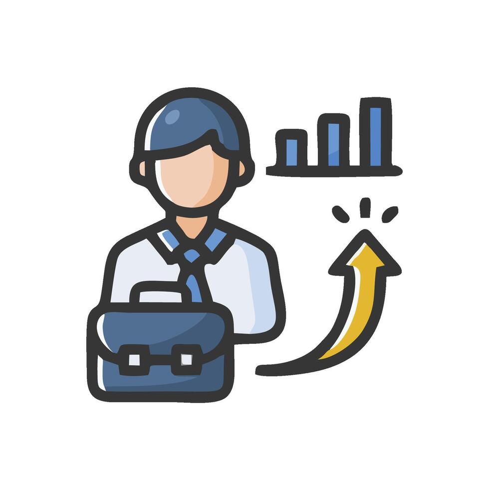 businessman with briefcase and arrow icon vector