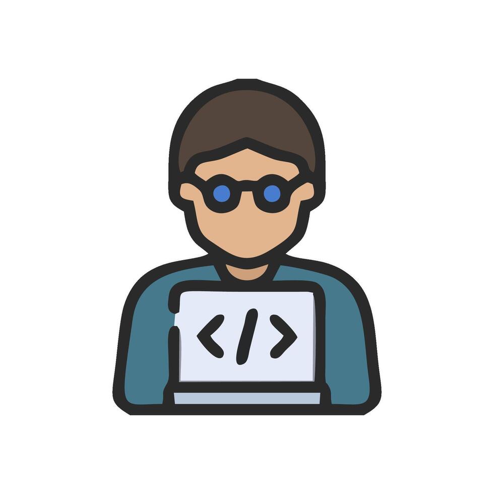 a man with glasses and a laptop on his desk vector