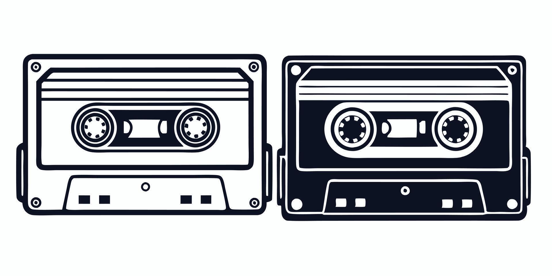 two cassette players on a white background vector