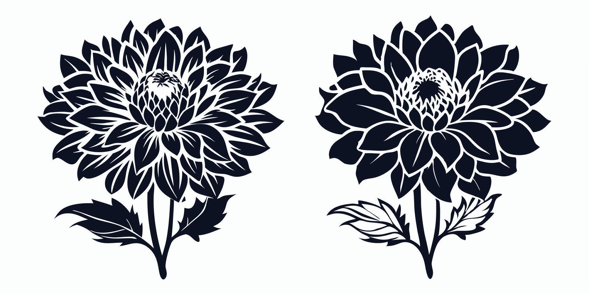 two silhouette flowers are shown in the image vector
