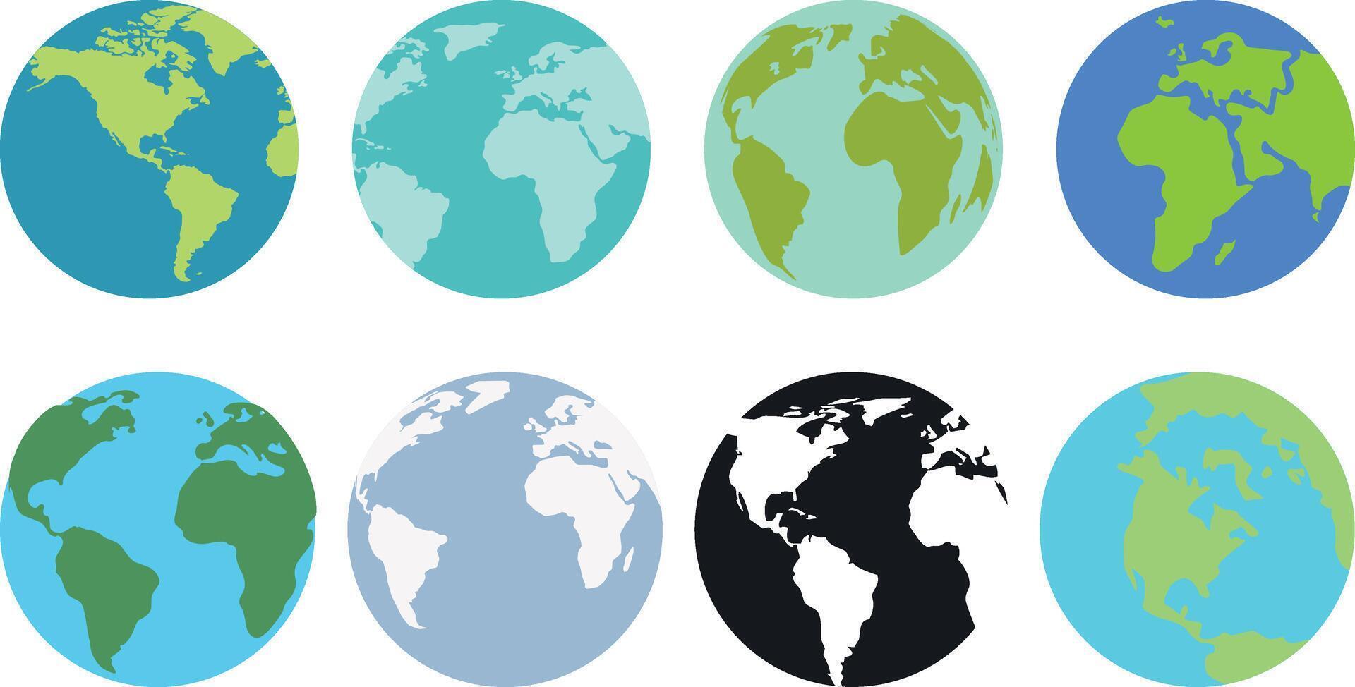 Earth globe icon set collection vector