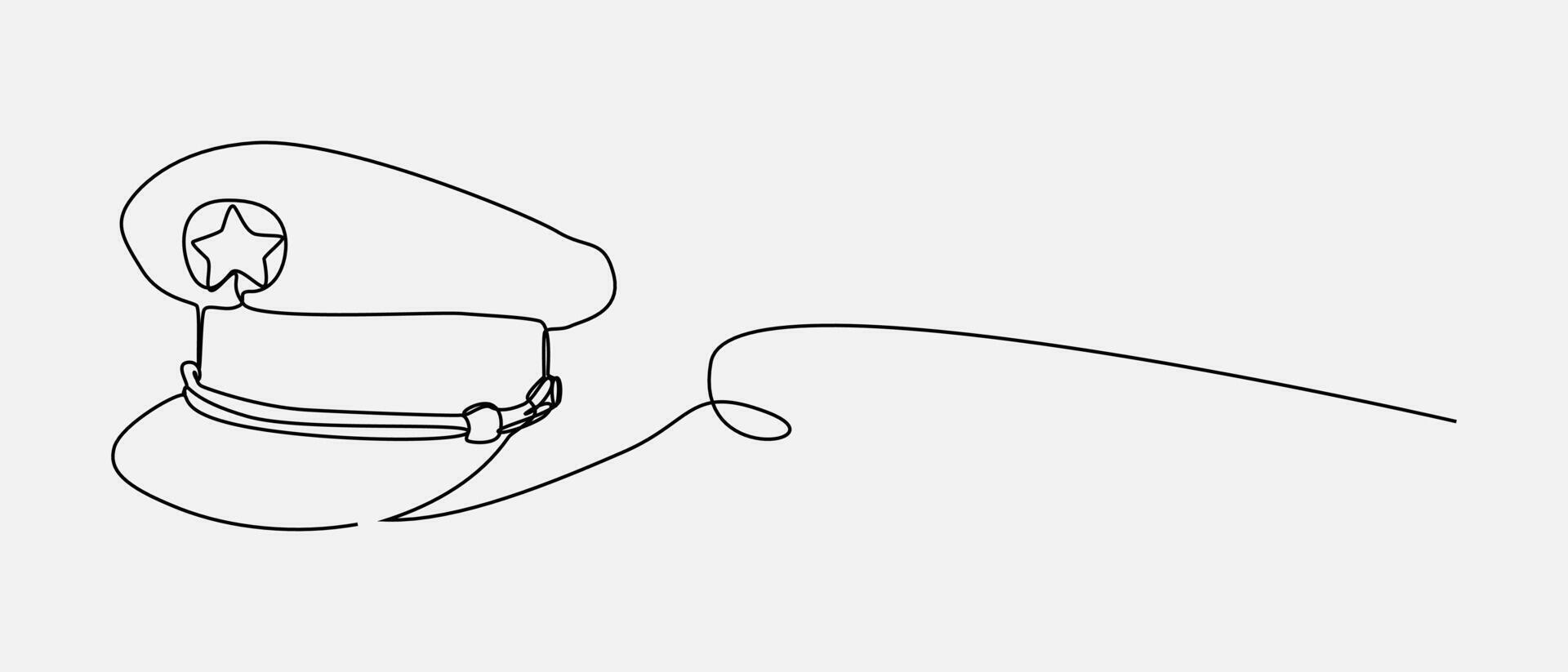 Continuous one line drawing of police cap. Clothing, protection, officer concept. Editable stroke . vector
