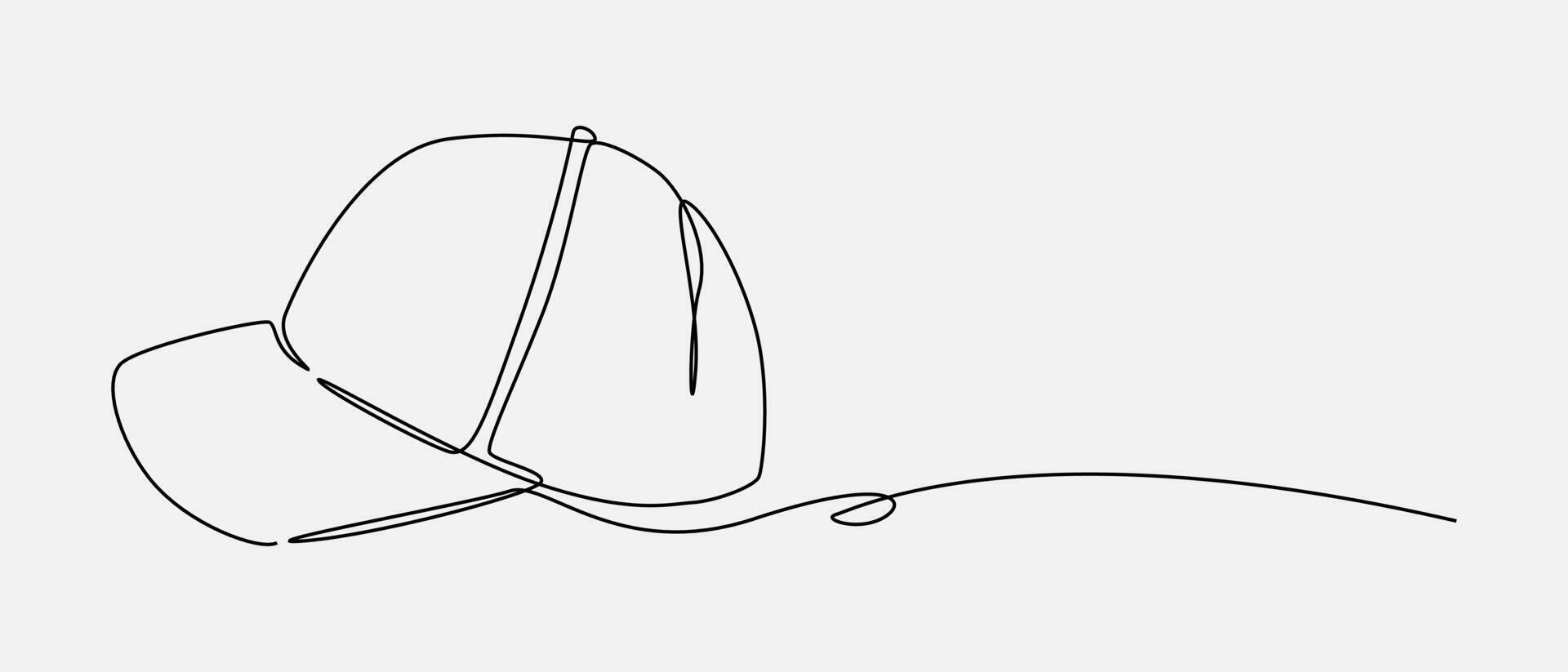 Continuous one line drawing of baseball cap, trucker hat. Restaurant, cook, costume concept. Editable stroke . vector