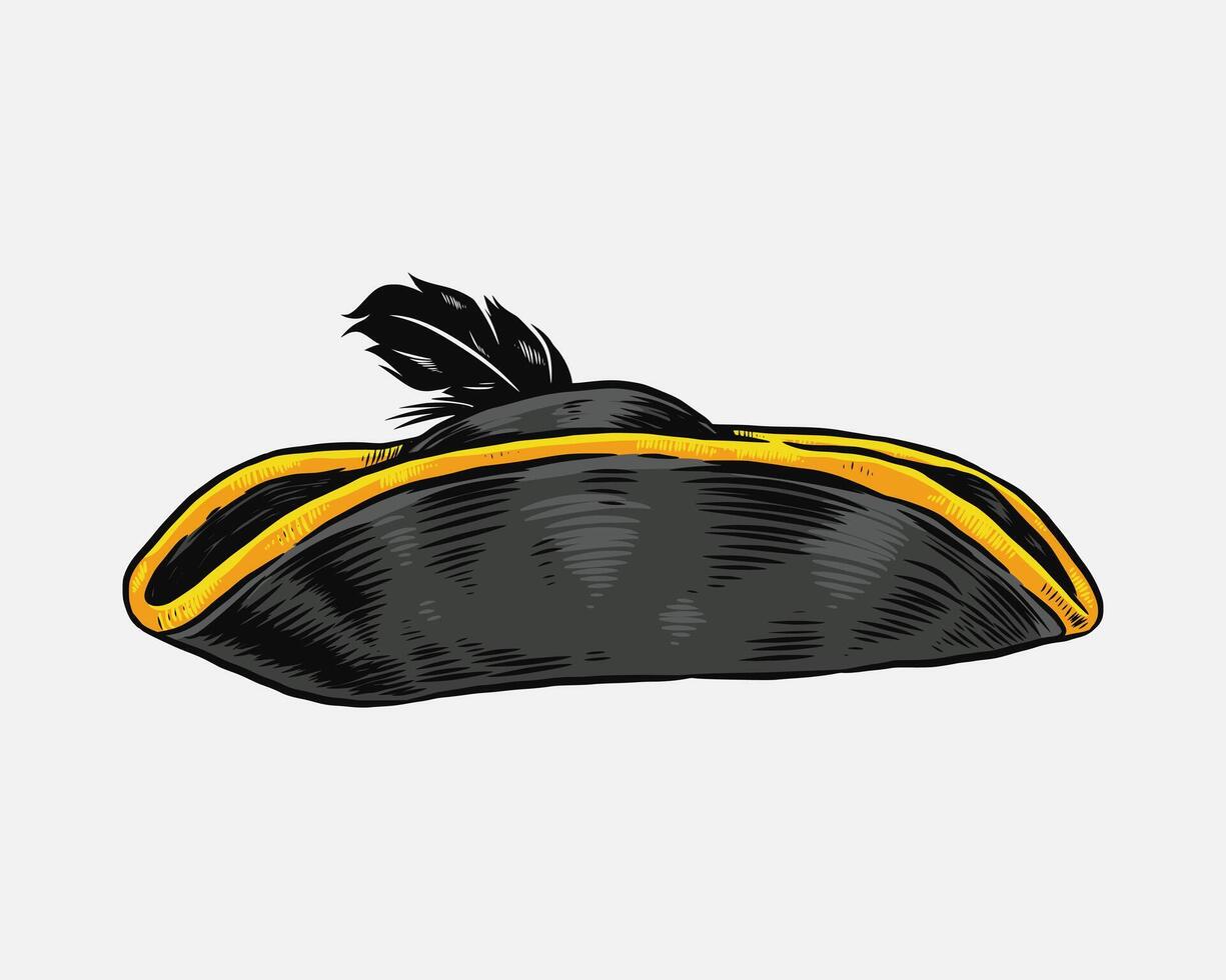Pirate hat sketch hand drawn colored graphic illustration. vector