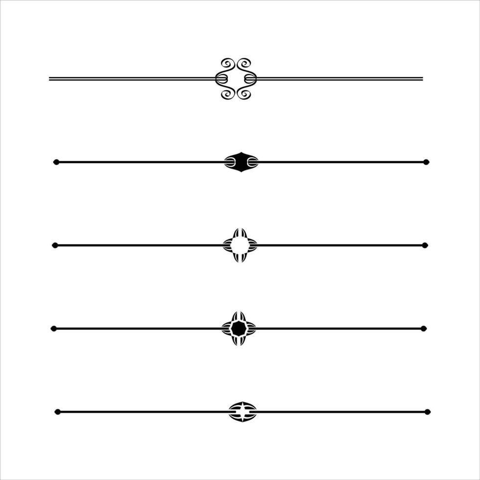 Set of Various Simple Black Divider Design vector