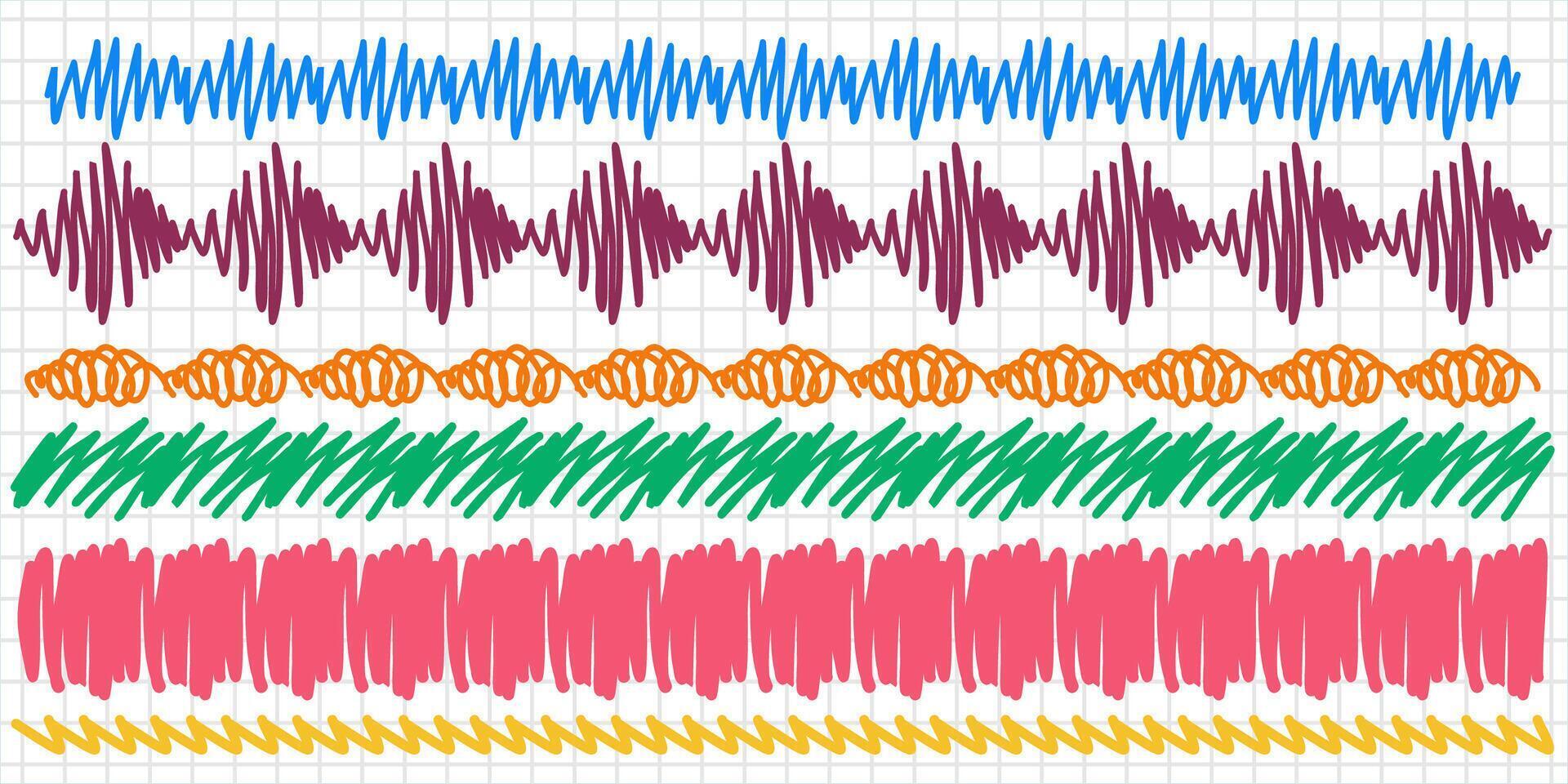 Charcoal pencil curly lines and squiggles. Scribble brush strokes art set. Hand drawn marker scribbles. Black pencil sketches. Brush stroke lines, squiggles, daubs isolated. vector