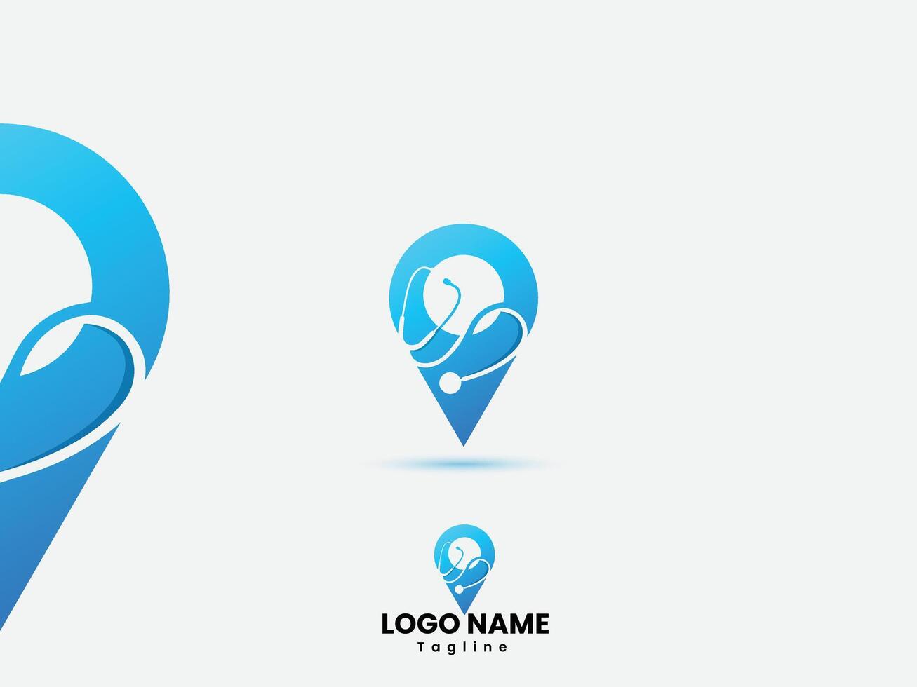 Doctor point logo design with Stethoscope and location icon vector