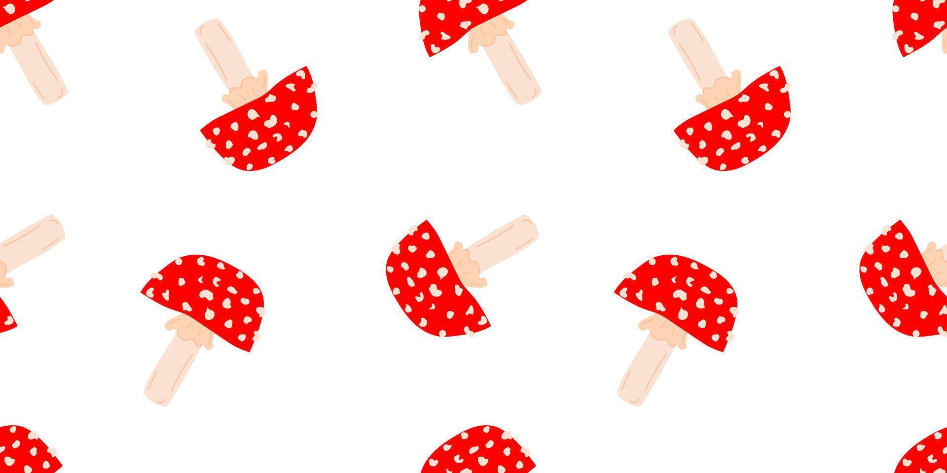 Seamless Pattern with Fly Agarics on a White Background for Textile, Fabric, Wrapping Paper vector