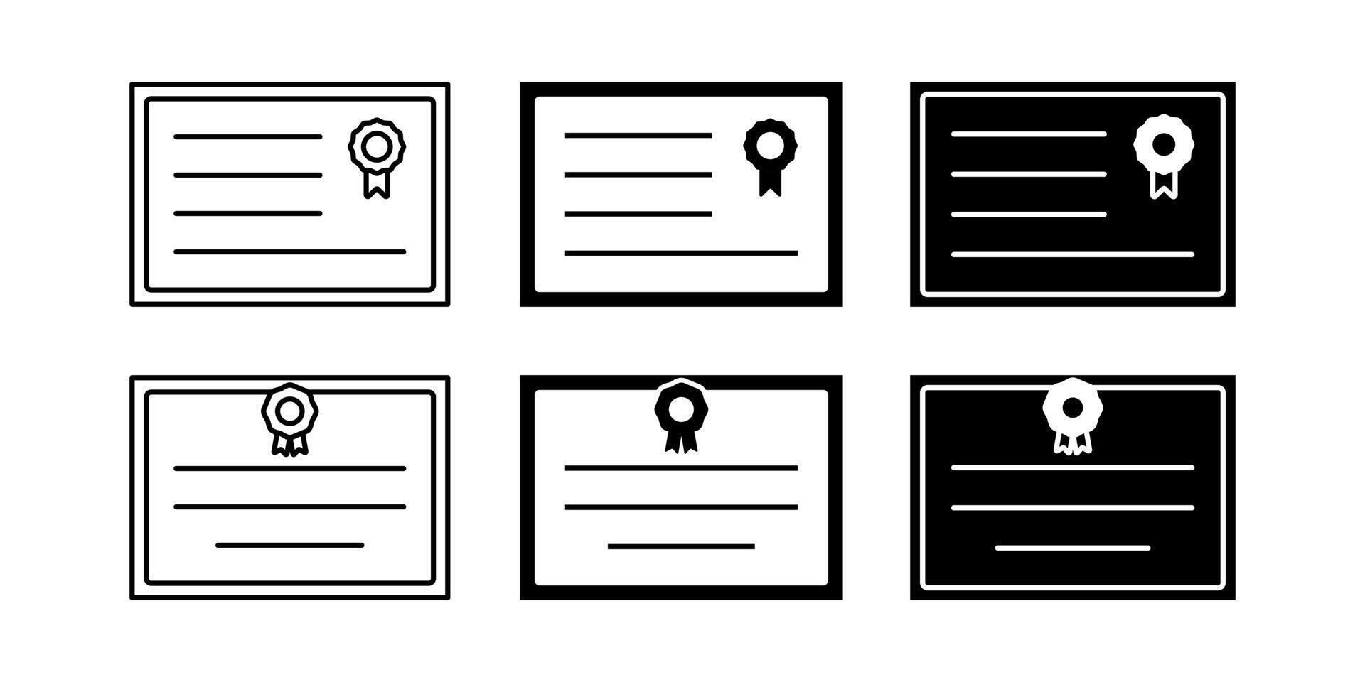 diploma certificate icon set, certificate symbol design isolated on white background. vector