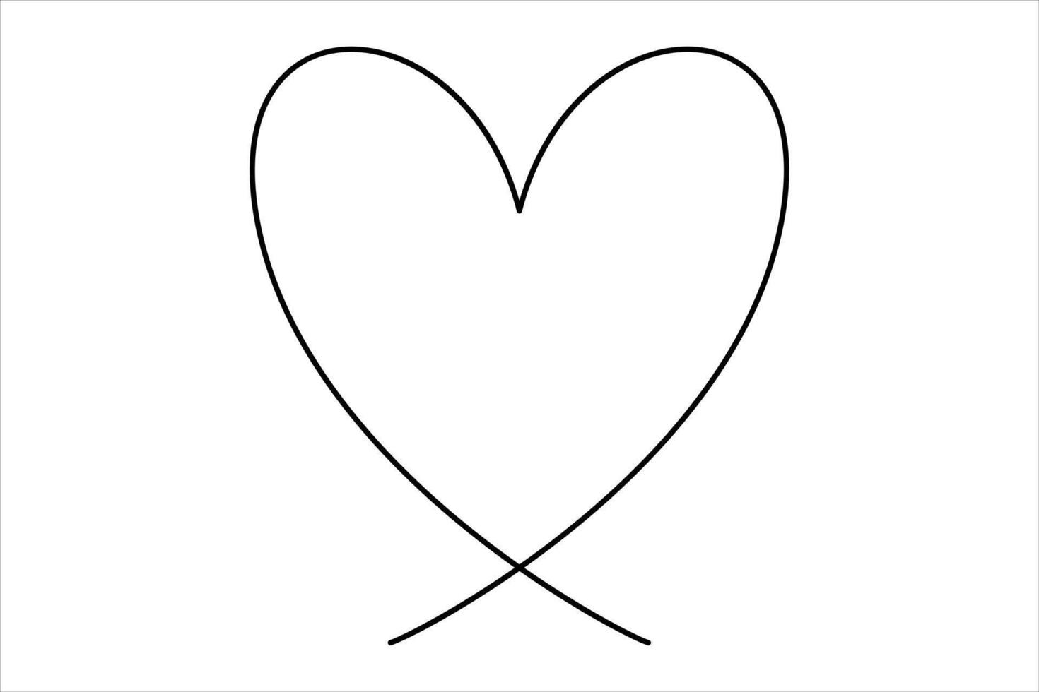 Heart continuous one line art drawing color shape Love sign outline art illustration vector