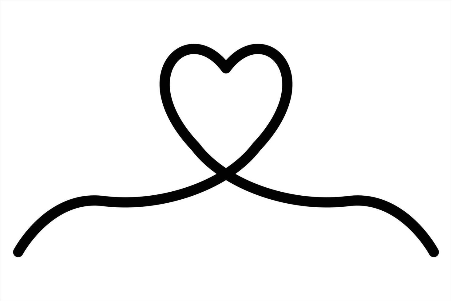Heart continuous one line art drawing color shape Love sign outline art illustration vector