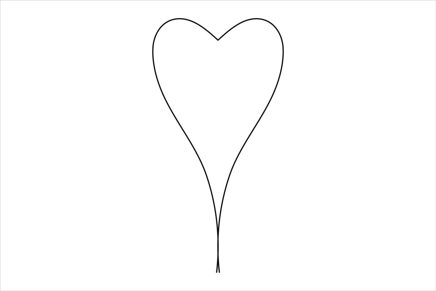 Heart continuous one line art drawing color shape Love sign outline art illustration vector
