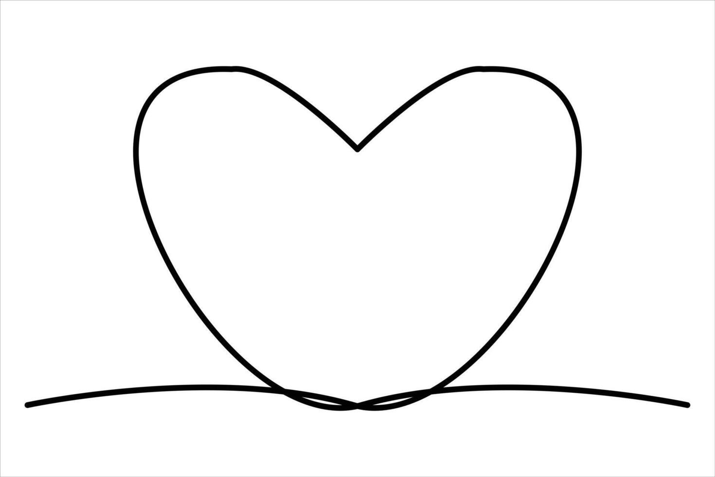 Heart continuous one line art drawing color shape Love sign outline art illustration vector