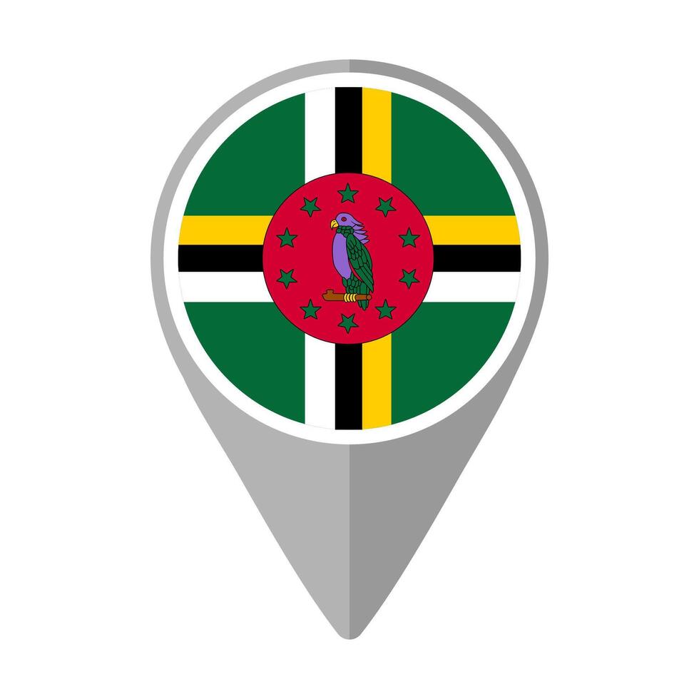 Dominica Flag on Location Pin vector