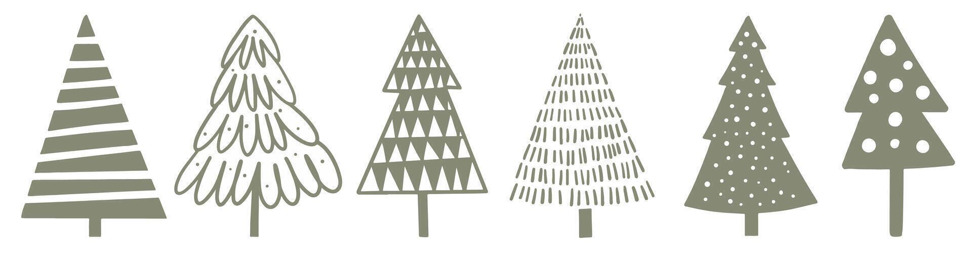 minimal boho Christmas tree with stripes. vector