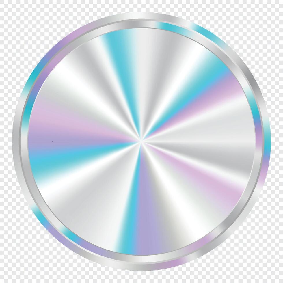 Silver holographic sticker. Holographic sticker quality emblem. Shiny rainbow emblem. Symbol of certification product. illustration vector